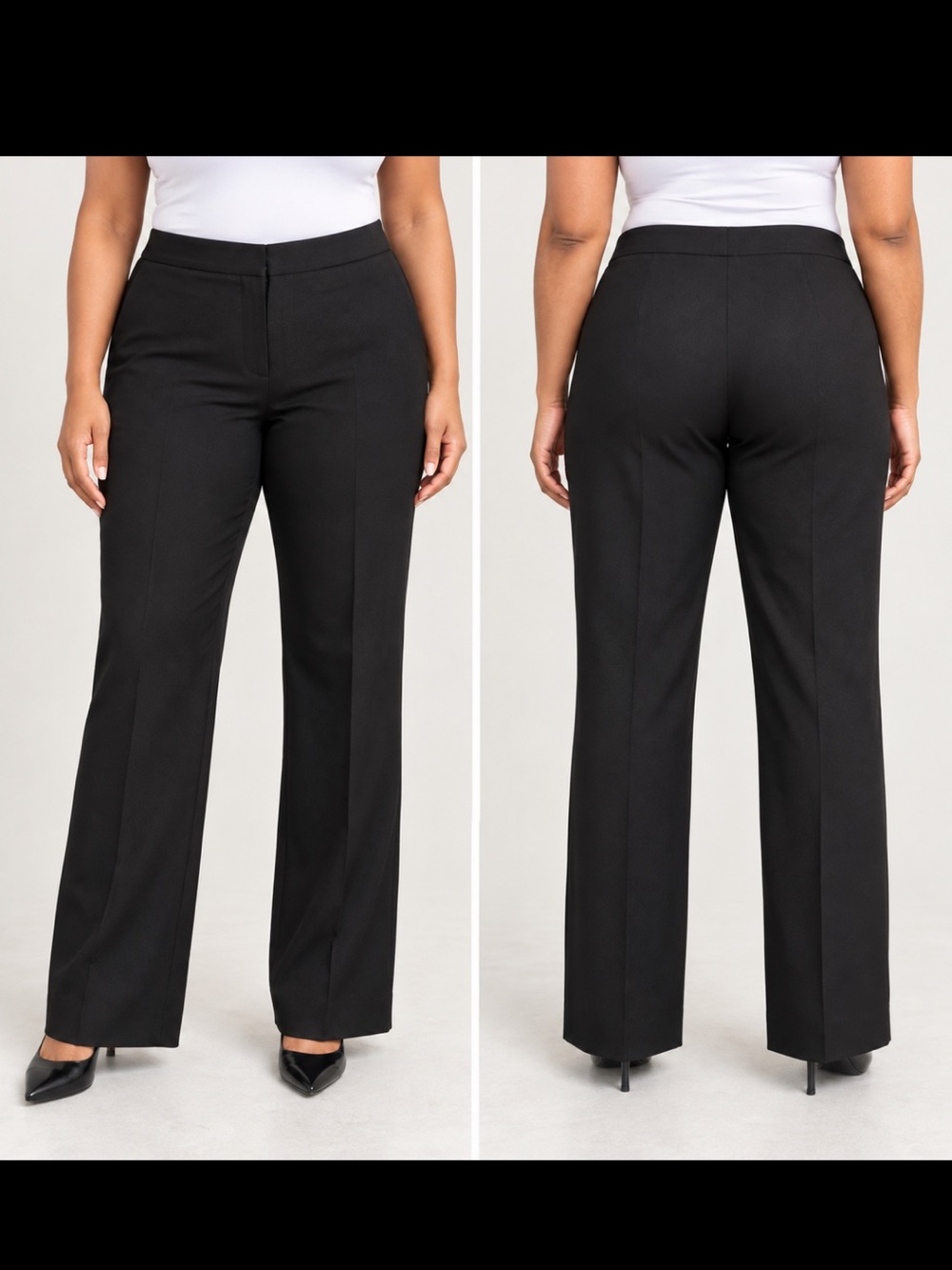Lafayette 148 New York Black Wool Stretch Tailored Trousers Size 12